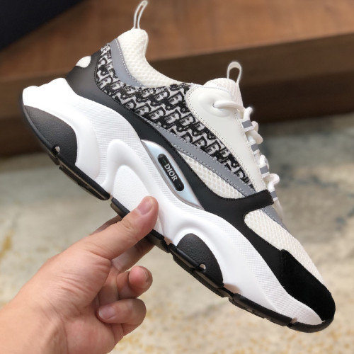 Dior Mens Shoes Sneakers Luxury Brand Breathable Design B22 SNEAKER Technical Mesh with Gold-Tone Laminated Calfskin with Original Box  