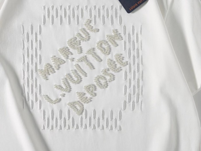 Louis Vuitton Luxury Brand Men Womens Short Sleeve T-Shirt Embroidered Signature Cotton T-Shirt 1AFV76   