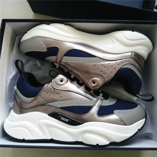 Dior Mens Shoes Sneakers Luxury Brand Breathable Design B22 SNEAKER Blue Technical Mesh and Silver-Tone Smooth Calfskin with Original Box 3SN231ZRZ_H865