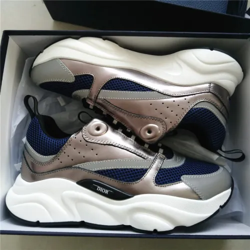 Dior Mens Shoes Sneakers Luxury Brand Breathable Design B22 SNEAKER Blue Technical Mesh and Silver-Tone Smooth Calfskin with Original Box 3SN231ZRZ_H865