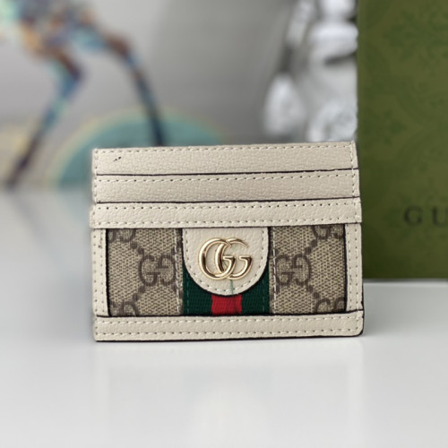 Gucci Womens Bag Wallets Card Holder Luxury Brand Ophidia GG card case in beige and blue Supreme with Original Box  