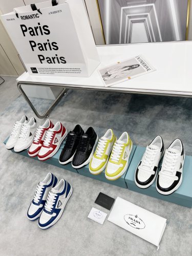 Prada Mens Shoes Casual Luxury Brand Breathable Sneakers with Original Box Downtown leather sneakers 2EE364_3LKG_F0964