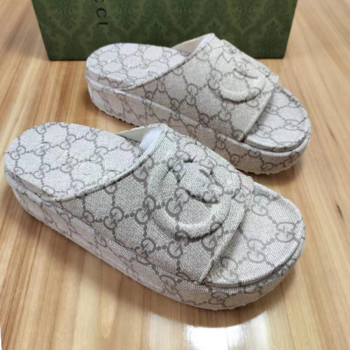 Gucci Womens Shoes Platform Slide Slippers Sandal Summer Design Luxury Brand Women's GG platform slide sandal with Original Box