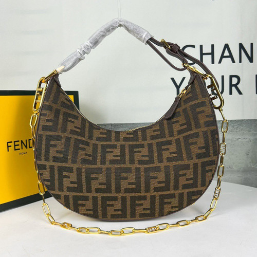 Fendi Womens Bags Shoulder Handbags Luxury Brand Fendigraphy Small Brown FF fabric bag 8BR798ALP3F1I02