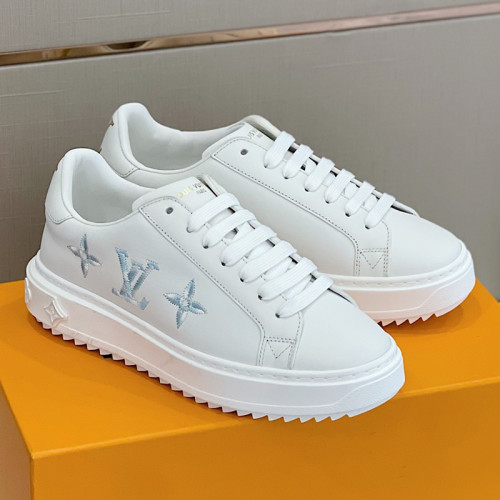 Louis Vuitton Women Shoes Sneakers Lace-Up Luxury Brand Fashion TIME OUT SNEAKER with Original Box 1AADMG
