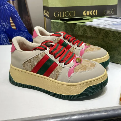 Gucci Womens Shoes Sneakers Luxury Brand Women's Screener trainer with Web in beige leather with Original Box Whatsapp 