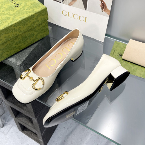 Gucci Womens Shoes Pumps Luxury Brand Women's Low-Heel Pump With Horsebit In Leather 2.5cm Heel with Original Box 694855 BNC00 5815