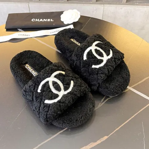 Chanel Womens Shoes Slippers Luxury Brand Winter Plus Velvet Design with Original Box