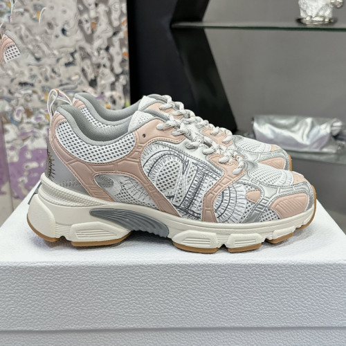 Dior Womens Shoes Sneakers Casual Luxury Brand Dior Chrono Sneaker White Mesh with Nude and Silver-Tone Laminated Leather-Effect Panels with Original Box KCK414TXX_S15U whatsapp 