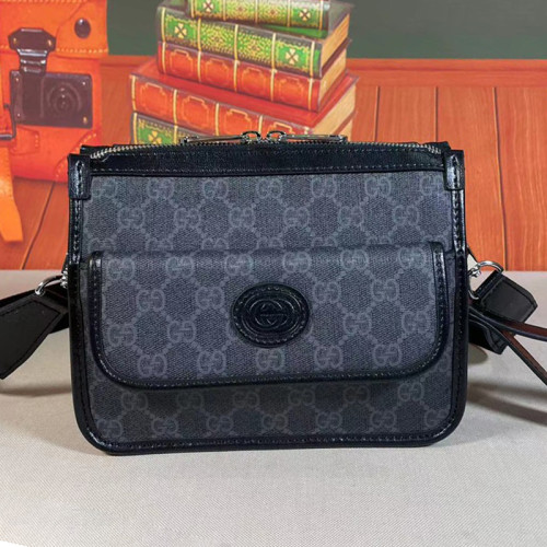 Gucci Womens Mens Bags Crossbody Shoulder Messenger Bags Luxury Brand Messenger bag with Interlocking G in black GG Supreme 674164 92THN 1000 with Original Box