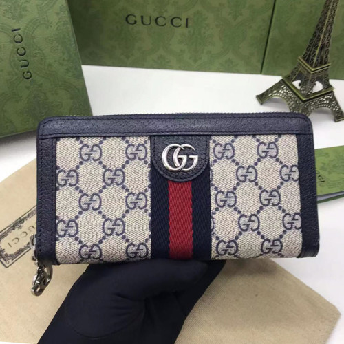 Gucci Womens Mens Bags Wallets Luxury Brand Gucci GG Supreme Ophidia GG zip around wallet with Original Box 523154 96IWG 8745