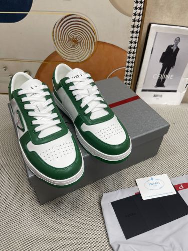 Prada Mens Shoes Casual Luxury Brand Breathable Sneakers with Original Box Downtown leather sneakers 2EE364_3LKG_F098Z Whatsapp 