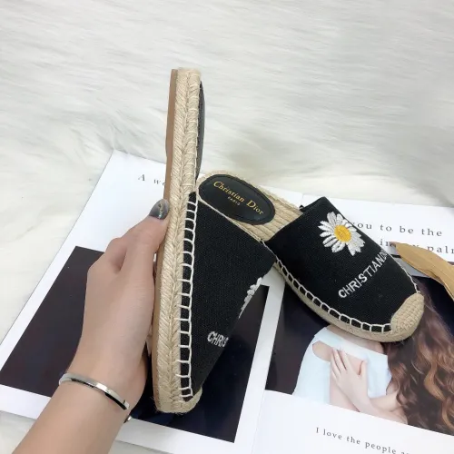 Dior Womens Shoes Slippers Dior Granville Espadrille Dior Oblique Embroidered Cotton with Original Box