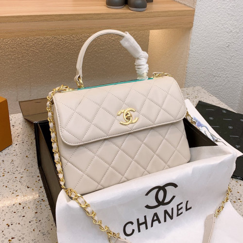 Chanel Womens Shoulder Bags Luxury Brand with Original Box Small Flap Bag With Top Handle Lambskin & Gold-Tone Metal
