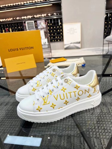 Louis Vuitton Mens Shoes Sneakers Lace-Up Luxury Brand Fashion TIME OUT SNEAKER with Original Box 1AAVVQ  