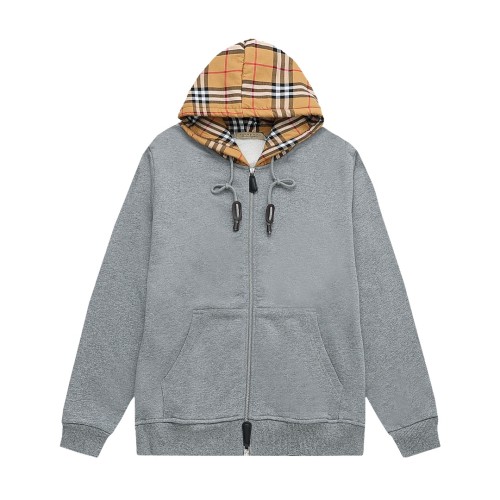 Burberry Womens Mens Sweatshirt Luxury Brand Mens Check Hood Cotton Blend Zip Hoodie 80480261   