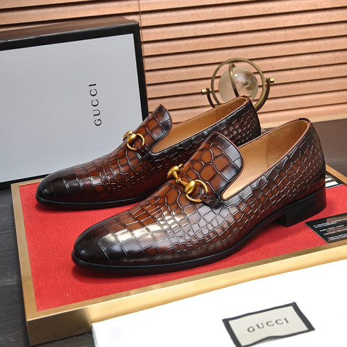 Gucci Mens Shoes Leather Design Luxury Brand Business Dress Shoes for Men with Original Box