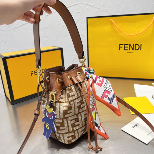 Fendi Womens Bag Shoulder Bags Luxury Brand MON TRESOR Bucket Bag with Original Box