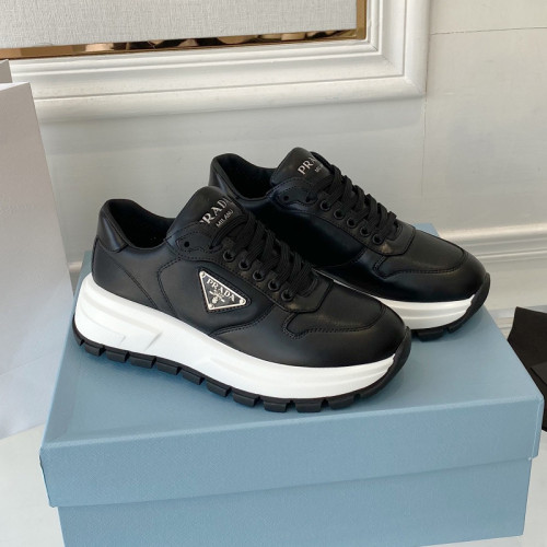 Prada Mens Shoes Casual Luxury Brand Breathable Sneakers with Original Box Downtown leather sneakers 2EE364_3LKG_F098Z with Original Box Whatsapp 