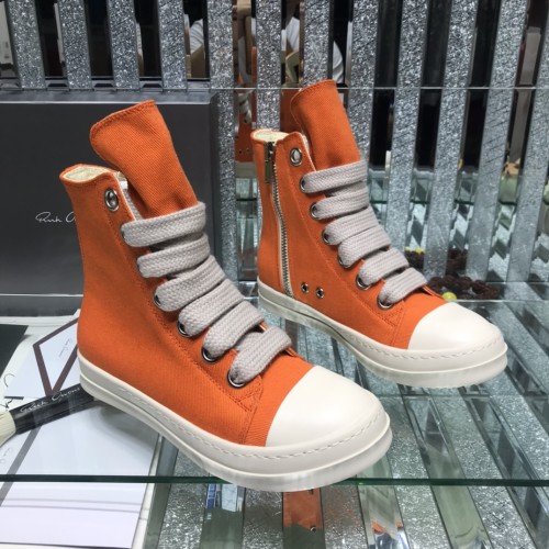 Rick Owens Men Shoes Sneakers Leather High-Top Breathable Mens Casual Shoes Ankle Boots with Original Box