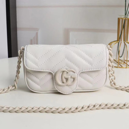 Gucci Womens Bags Shoulder Messenger Bag Luxury Brand Gucci GG Marmont belt bag in white leather with Original Box 699757 UM8KV 1000