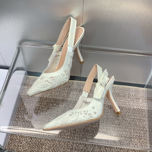 Dior Women Shoes Pumps Luxury Design Fashion Type 9.5cm High Heel Shoes for Wedding Style J'ADIOR SLINGBACK PUMP Cotton Fabric with Original Box