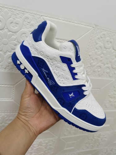Louis Vuitton Mens Shoes Fashion Sneakers Design Luxury Brand LV TRAINER SNEAKER Mix of materials with Original Box 1A9JI9