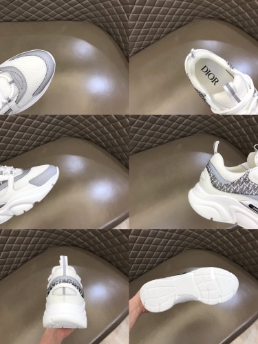 Dior Womens Shoes Sneakers Luxury Brand Breathable Design B22 SNEAKER Technical Mesh with Beige and Smooth Calfskin with Original Box