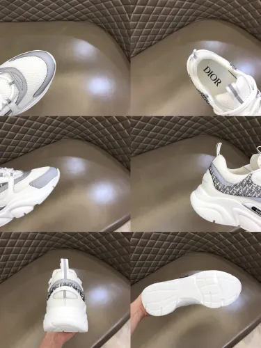 Dior Womens Shoes Sneakers Luxury Brand Breathable Design B22 SNEAKER Technical Mesh with Beige and Smooth Calfskin with Original Box