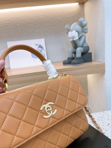 Chanel Womens Shoulder Bags Luxury Brand with Original Box Small Flap Bag With Top Handle Lambskin & Gold-Tone Metal