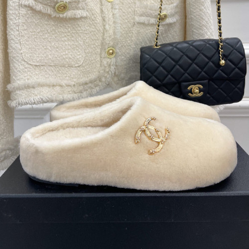 Chanel Womens Shoes Slippers Luxury Brand Winter Plus Velvet Design with Original Box