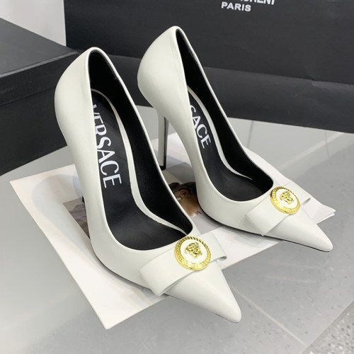 Versace Brand Womens Sandals Shoes Pumps Leather Big Size LA MEDUSA LEATHER PUMPS with 6cm High Platform and 10cm Heel Design