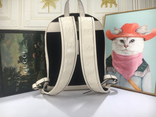 Gucci Womens Mens Fashion Bags Shoulder Backpacks Luxury Brand GG embossed backpack in white leather 658579 1W3BN 1000 with Original Box