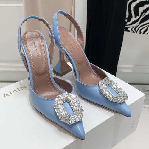 Amina Muaddi Womens Shoes Sandals Slippers Luxury Brand Fashion Pumps for Women with Original Box 9cm Heel