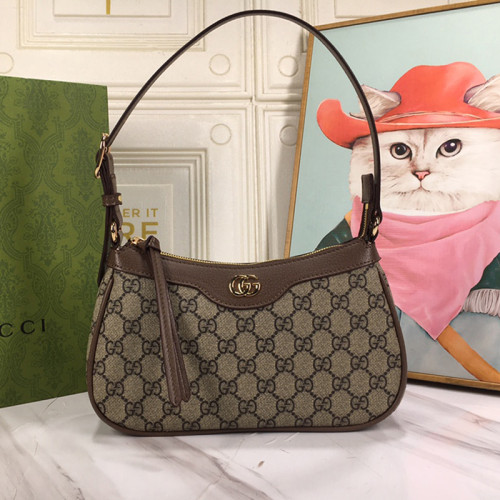 Gucci Womens Bags Shoulder Messenger Bag Luxury Brand Gucci Ophidia small handbag in beige and ebony Supreme with Original Box 735145 KAAAD 8358