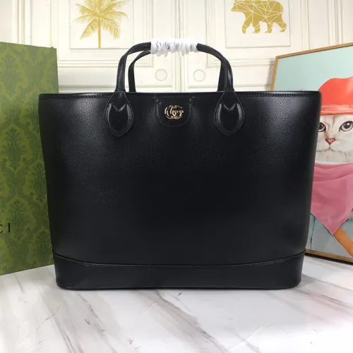 Gucci Womens Bags Shoulder Handbags Luxury Brand Ophidia medium tote bag in black leather  