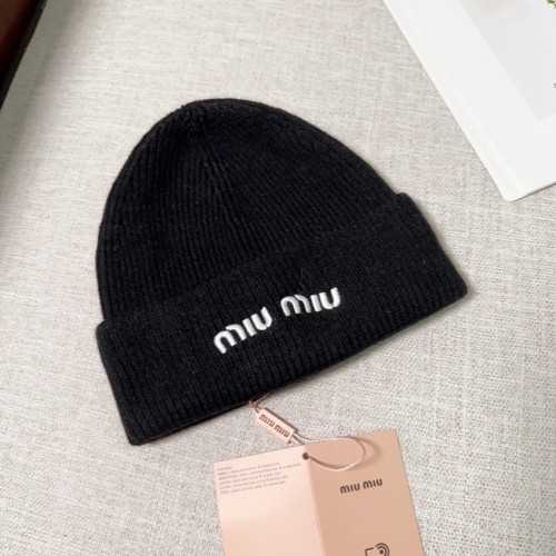 Miumiu Womens Cap Knit Hat Luxury Brand with Original Box  