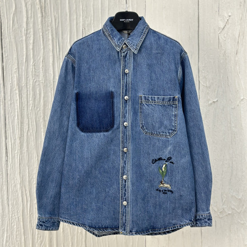Dior Men Womens Coat Luxury Brand Mens Denim Jacket Lily of the Valley Overshirt 493D493AY552_C588 Top Quality   