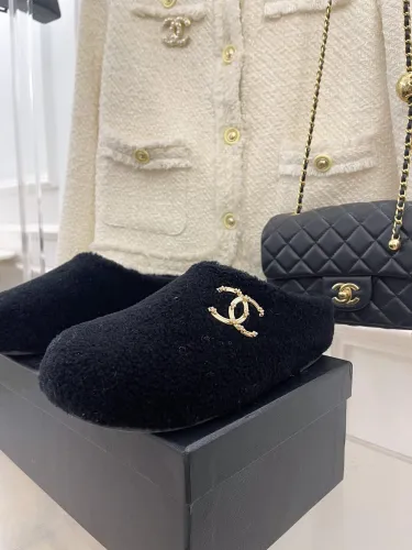 Chanel Womens Shoes Slippers Luxury Brand Winter Plus Velvet Design with Original Box