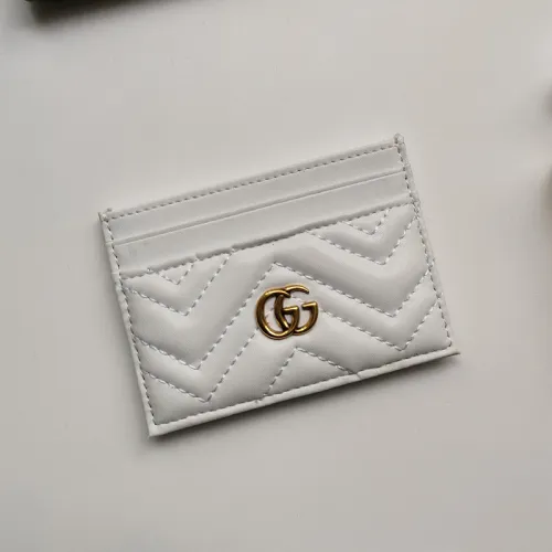 Gucci Womens Bag Wallets Card Holder Luxury Brand Black Leather GG Marmont Card Case with Original Box