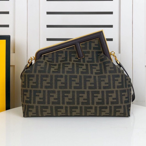 Fendi Womens Bags Clutch Luxury Brand FENDI FIRST MEDIUM Black leather bag 8BP127ABVEF0KUR without Original Box