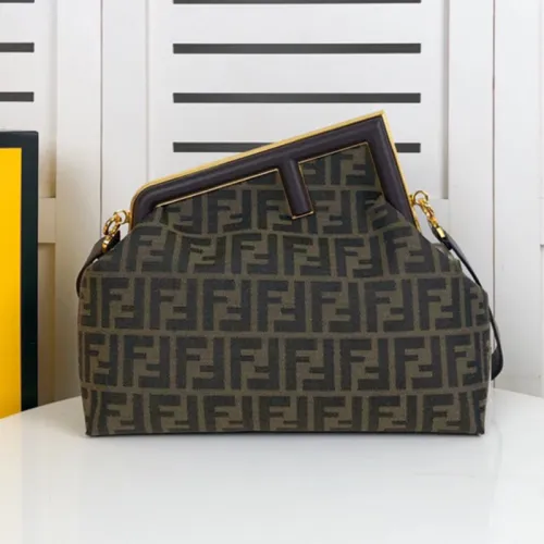 Fendi Womens Bags Clutch Luxury Brand FENDI FIRST MEDIUM Black leather bag 8BP127ABVEF0KUR without Original Box