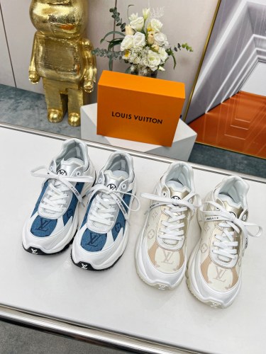 Louis Vuitton Womens Shoes Sneakers Lace-Up Luxury Brand Fashion LV Run 55 Sneaker with Original Box 1ACGOQ  