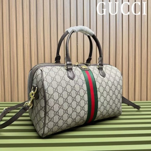 Gucci Mens Womens Bags Handbags Keepall Design Luxury Brand Ophidia medium top handle bag in beige and ebony canvas 772065 96IWG 8745 without Original Box