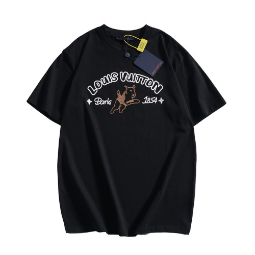 Louis Vuitton Luxury Brand Men Womens Short Sleeve T-Shirt Embroidered Signature Cotton T-Shirt 1AFQ67   