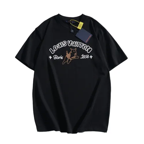 Louis Vuitton Luxury Brand Men Womens Short Sleeve T-Shirt Embroidered Signature Cotton T-Shirt 1AFQ67   