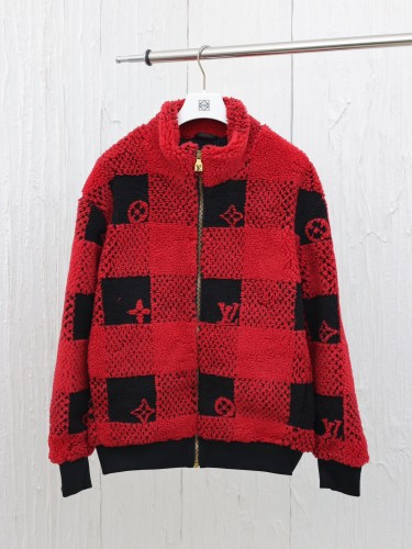 Louis Vuitton Men Womens Coat Jacket Luxury Brand Mens Jackets Damier Fleece Blouson 1AFXOE Top Quality   