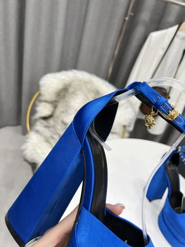 Versace Brand Womens Sandals Shoes Pumps Leather Big Size LA MEDUSA LEATHER PUMPS with 5cm High Platform and 15cm Heel Design  