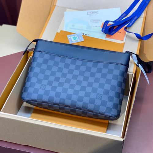 Louis Vuitton Mens Womens Bags Clutch Luxury Brand Fashion Type M82545 Pochette Voyage Souple Monogram Eclipse with Original Box  