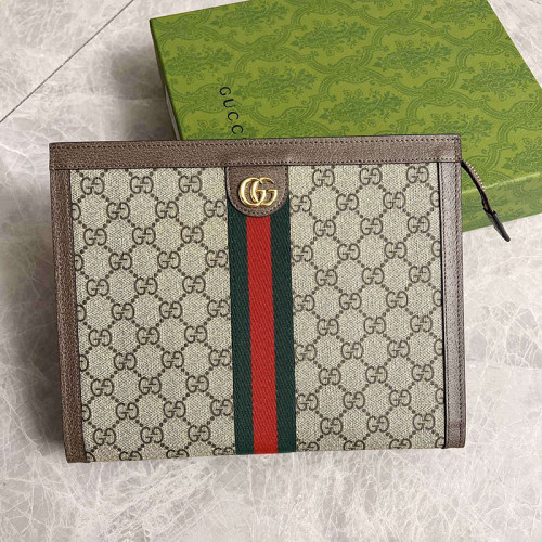 Gucci Womens Mens Unisex Bags Wallets Clutch Luxury Brand GUCCI Ophidia pouch in GG Supreme canvas with Original Box  